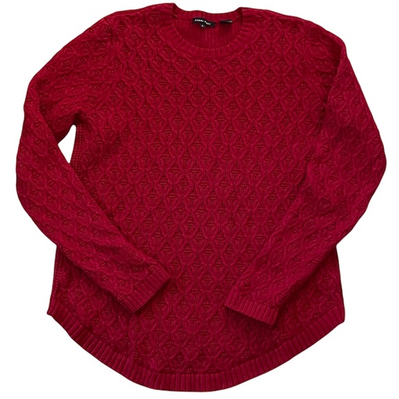 JEANNE PIERRE Red Textured Knit Long Sleeve Crew Neck Sweater 100% Cotton SizeXL - Picture 1 of 4